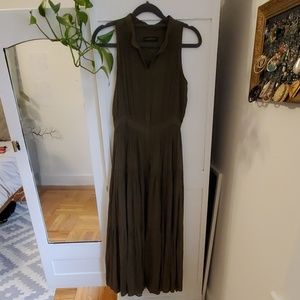 Olive Green Maxi Dress with pockets
